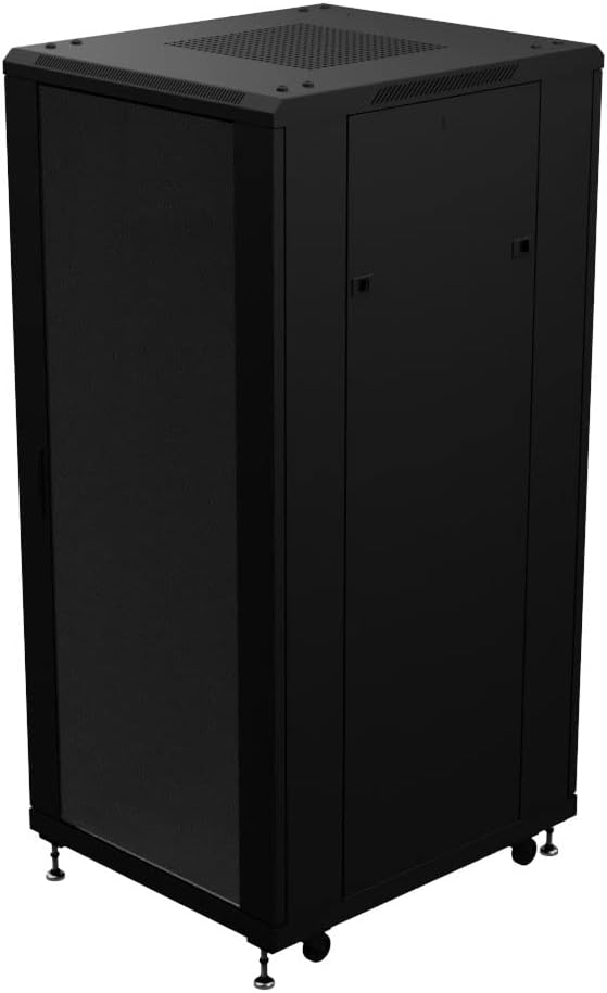 NavePoint 27U AV Rack Cabinet, 28 in Depth, Cold-Rolled Steel, Black