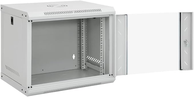 9U Wall Mount Network Cabinet, 19 Inch Data Server Rack Enclosure, Lockable Toughened Glass Door, IP20 Cold-Rolled Steel for Server Storage 20.9 x 15.7 x 17.7 inches