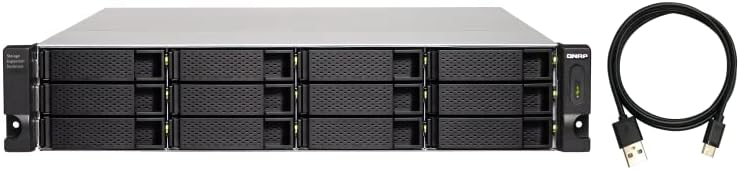 QNAP TL-R1200C-RP 12 Bay Rackmount JBOD Storage Enclosure with USB 3.2 Gen 2 Type-C Connectivity, Redundant PSU