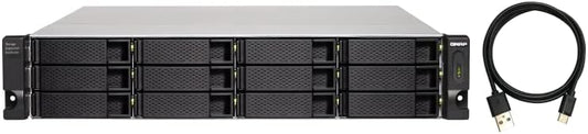 QNAP TL-R1200C-RP 12 Bay Rackmount JBOD Storage Enclosure with USB 3.2 Gen 2 Type-C Connectivity, Redundant PSU