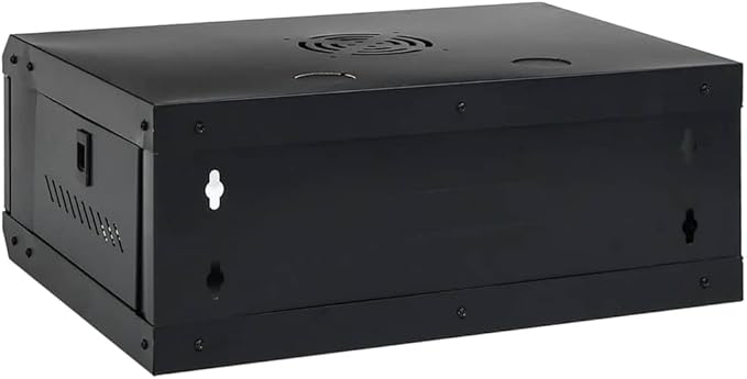 4U Wall Mounted Network Cabinet, 19 Inch Server Data Rack, IP20 Enclosure with Lockable Toughened Glass Door, Cold-Rolled Steel Network Equipment Storage, 20.9 x 15.7 x 8.3 Inches