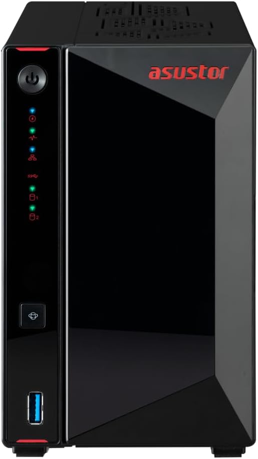 Asustor/DiscTech 24TB NAS Bundle: AS5402T NAS Server with 2x8TB SATA HDD and 4x2TB NVMe M.2 SSDs, 8GB RAM, Dual 2.5GbE LAN Ports