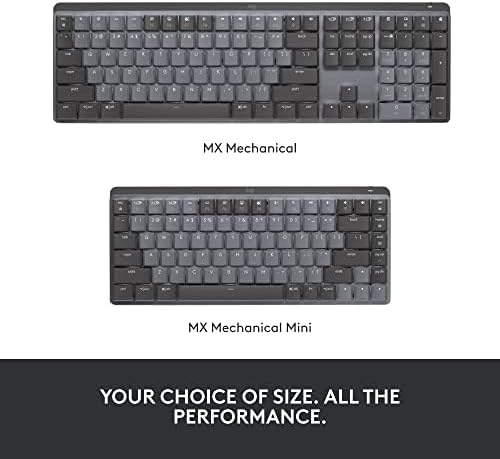 Logitech MX Mechanical Wireless Illuminated Performance Keyboard, Linear Switches, Backlit Keys, Bluetooth, USB-C, macOS, Windows, Linux, iOS, Android, Metal