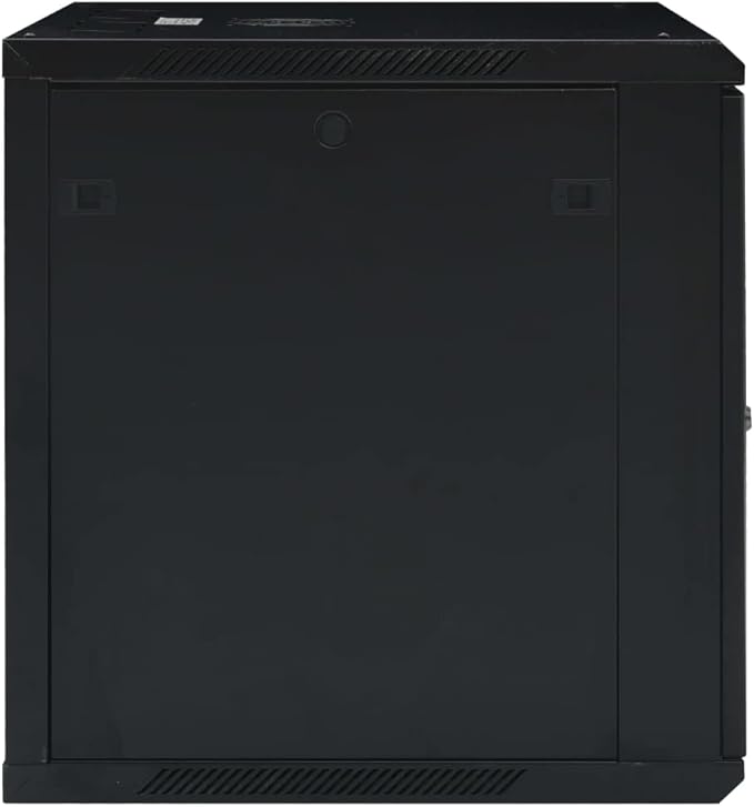 12U Wall Mount Network Cabinet 19 Inch Data Enclosure, 23.6 x 23.6 x 25.2 Inch Server Rack with Lockable Toughened Glass Door, Removable Side Panels for Home Office IT Equipment, Black