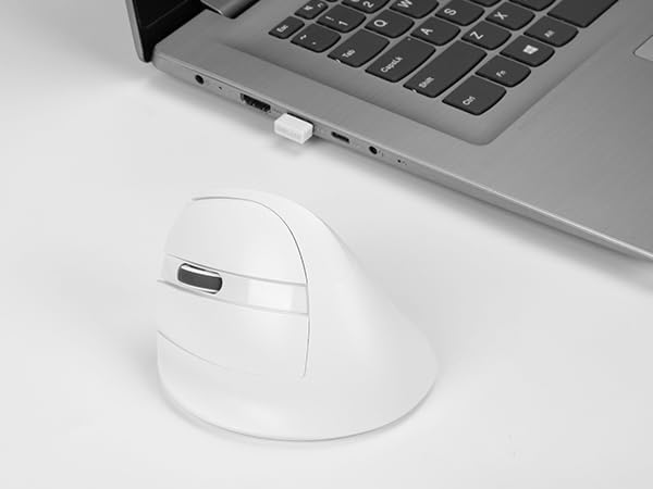 DELUX Left Handed Ergonomic Mouse, Mini Wireless Vertical Mouse, Silent Click Ergonomic Mouse, Up to 4000 DPI, 6 Buttons, Rechargeable, Bluetooth/2.4G/ Wired, Tri-Mode for Laptop/PC (M618ZD-White)