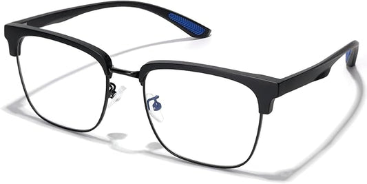 Blue Light Glasses Men Rectangle Large Browline Computer Gaming Glasses