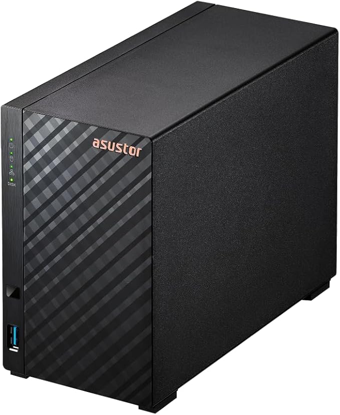 Asustor Drivestor 2 Gen 2 AS1202T, 2 Bay NAS, Quad-Core 1.7GHz CPU, 2.5GbE Port, 1GB DDR4, 3 USB 3.0, Network Attached Storage for Personal and Home Cloud Backup (Diskless)