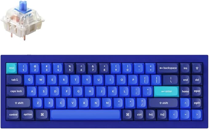 Keychron Q7 Wired Custom Mechanical Keyboard, 70% Layout QMK/VIA Programmable Macro with Hot-swappable Gateron G Pro Blue Switch Double Gasket Compatible with Mac Windows Linux - Navy Blue A