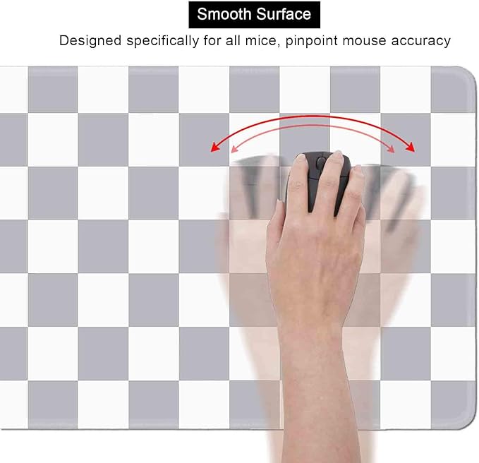 Grey Checkered Desk mat, Boho Gray Pattern Large Mouse Pad, Desk Protector Pad Writing Mat for Work Home Decor, Gaming Mousepad, Big Mouse Mat for Office Computer Laptop, 31.5 X 11.8 in