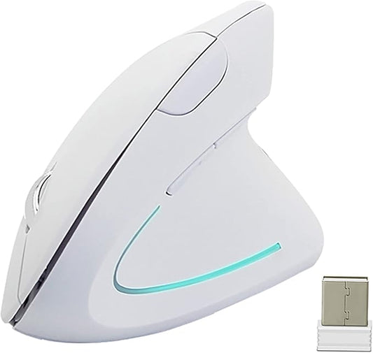 Vertical Mouse, 2.4G Wireless Ergonomic Optical Mouse 800/1200 /1600 DPI 6 Buttons Right Handed Gaming Mice for Laptop, Desktop, PC, MacBook (White)