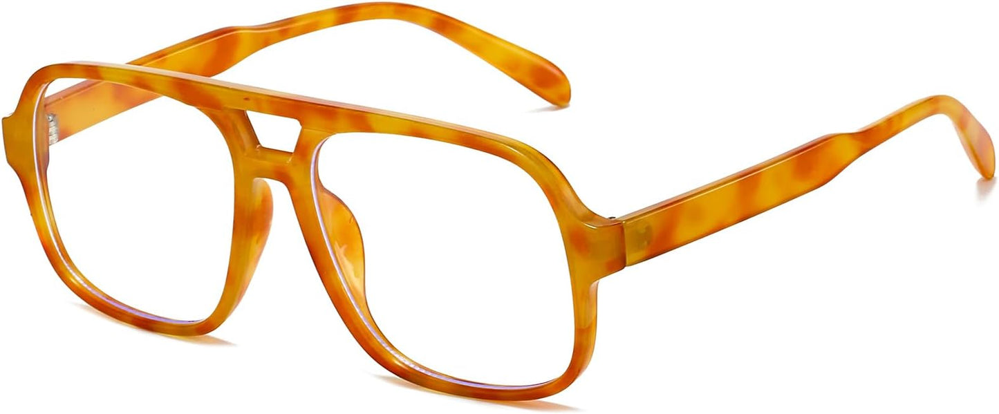 Oversized Square Aviator Glasses for Women Men Big Frame Retro Blue Light Blocking Glasses Vintage Style