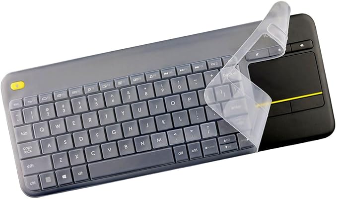 Silicone Keyboard Skin Cover Protector Compatible for Logitech K400 Plus Wireless Touch HTPC TV Keyboard (NOT Compatible for Logitech K400 with Built-in Touchpad or K400r) - Clear