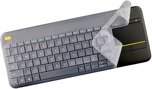 Silicone Keyboard Skin Cover Protector Compatible for Logitech K400 Plus Wireless Touch HTPC TV Keyboard (NOT Compatible for Logitech K400 with Built-in Touchpad or K400r) - Clear