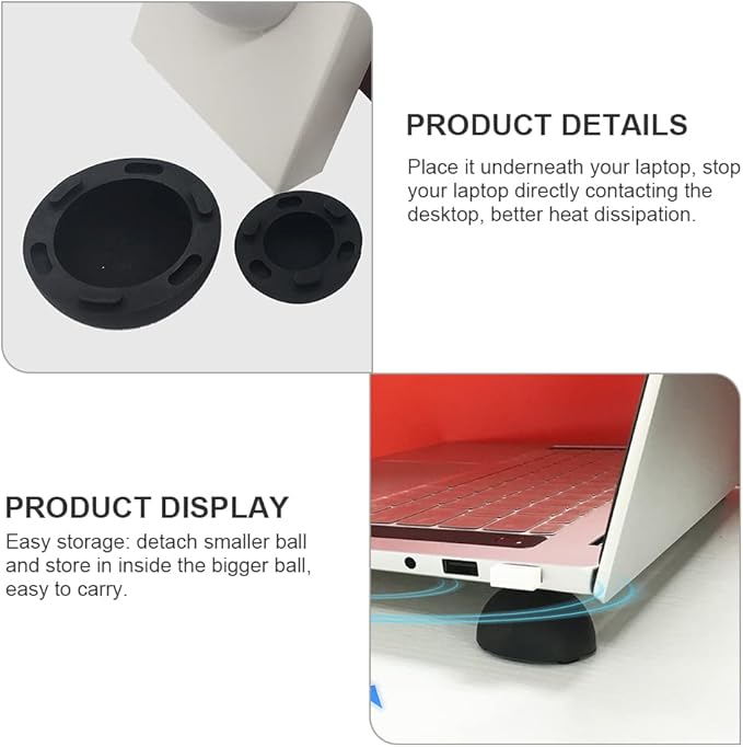 Laptop Cooling Ball Pad 4Pcs Silicone Heat Dissipation Feet Riser Stand for Notebook Computer Support and Anti-Slip Cooling Elevator