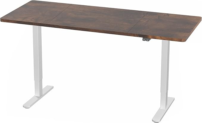 VIVO Electric 60 x 24 inch Stand Up Desk, Height Adjustable, Rustic Vintage Brown Top White Frame, Home and Office Furniture Sets, DESK-KIT-W06N