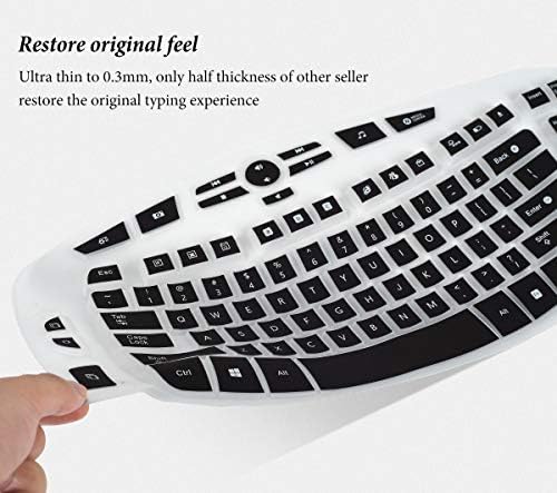 Keyboard Cover Skin for Logitech MK570 K350 MK550 Wireless Wave Keyboard, Ultra Thin Silicone Logitech MK570 Keyboard Protector-Black