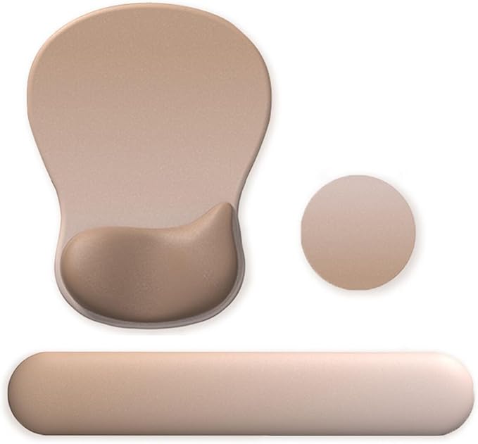 Gel Mouse Pad with Wrist Rest, Ergonomic Office Keyboard Wrist Rest and Mousepad with Wrist Support, Computer Mouse Pad with Non-Slip PU Base and Desk Accessories Mat for Home & Gaming, Mocha Sand