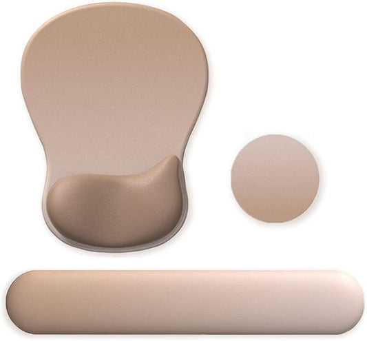 Gel Mouse Pad with Wrist Rest, Ergonomic Office Keyboard Wrist Rest and Mousepad with Wrist Support, Computer Mouse Pad with Non-Slip PU Base and Desk Accessories Mat for Home & Gaming, Mocha Sand