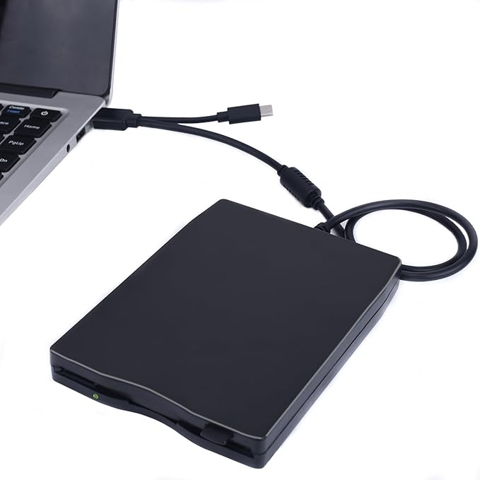 Tendak Floppy Disk Reader, 3.5 inch External USB & Type-C 1.44MB FDD Floppy Disk Drive for Windows 11/10/8/7/2000/XP, Vista, PC, Laptop and Desktop, Plug and Play, Black