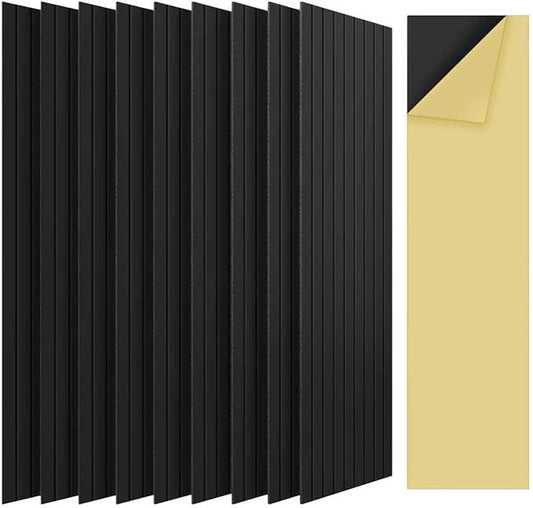 10 Pack Self-Adhesive Sound Proof Foam Panels for Walls – 48" x 12" XLarge Acoustic Panels, Decorative Sound Absorbing Wall Panels for Home, Office, Studio, Easy Peel and Stick Installation