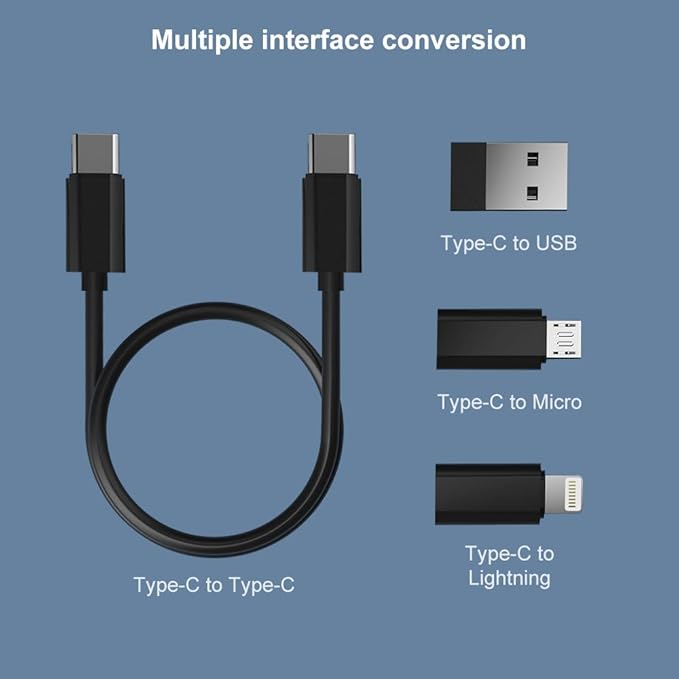 USB Adapter, Micro USB Charging Cable with USB C Lighting Adapter, Lighting to USB C Adapter, Multi Charging Cable Storage Box Contains SIM Card Holder