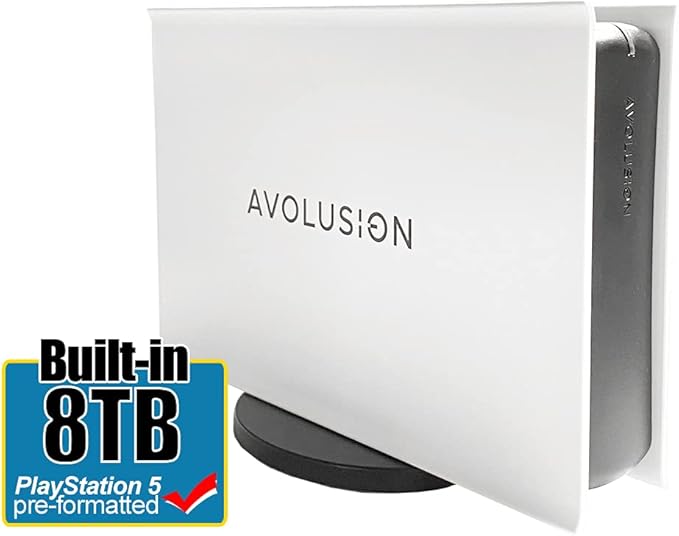 Avolusion PRO-5X Series 8TB USB 3.0 External Gaming Hard Drive for PS5 Game Console (White) - 2 Year Warranty