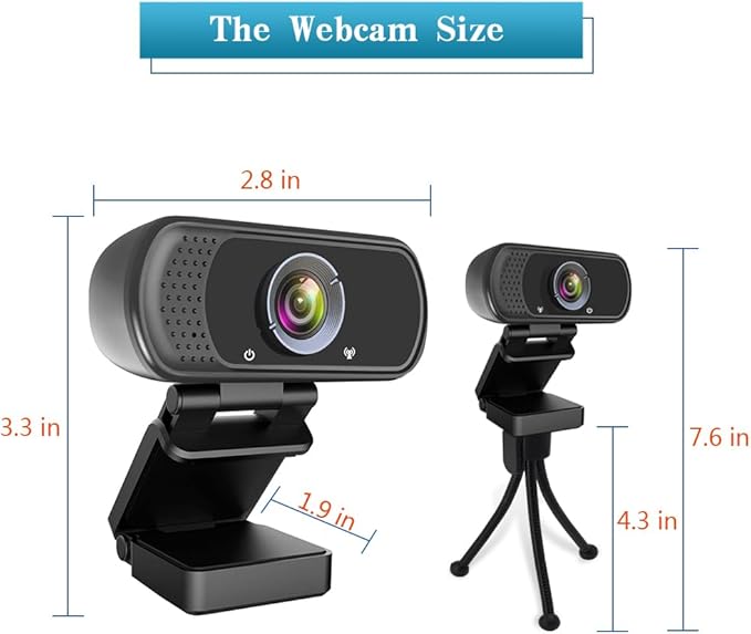 HZQDLN 1080P Webcam with Microphone, HD Webcam Web Camera with Tripod Stand, Widescreen USB Computer Camera, Streaming Mic Web cam for Online Calling/Conferencing,Facetime/YouTube Desktop Laptop PC