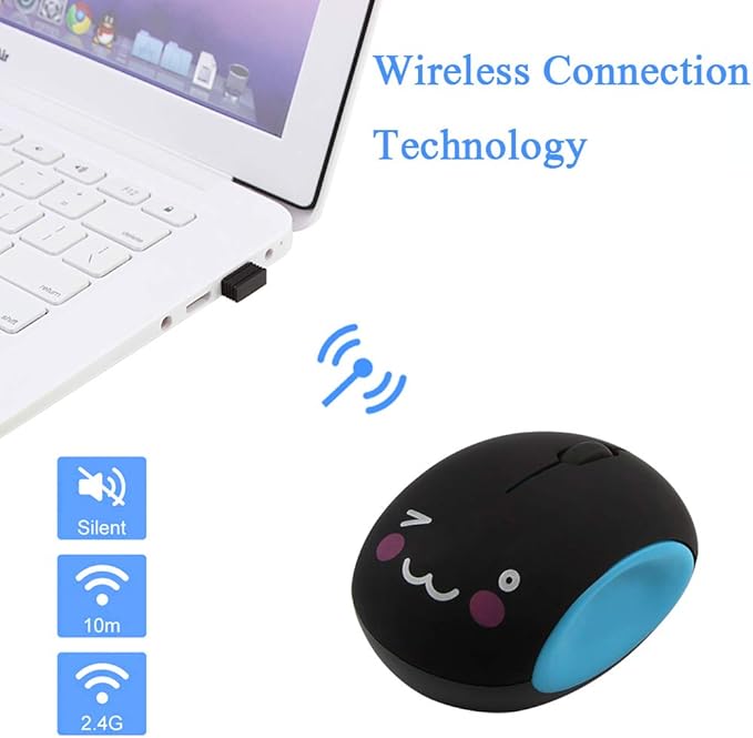 3C Light 2.4GHz Wireless Mini Rechargeable Optical Mouse - Cute, Silent, Portable, 3 Buttons, Cordless for Laptop, Desktop, PC, Notebook (Blue)