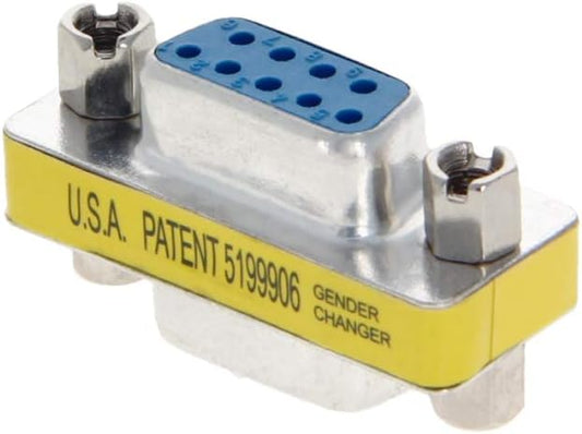 Fielect DB9 VGA Gender Changer 9 Pin Female to Female 2-Row Mini Gender Changer Coupler Adapter Connector for Serial Applications Blue Pack of 1