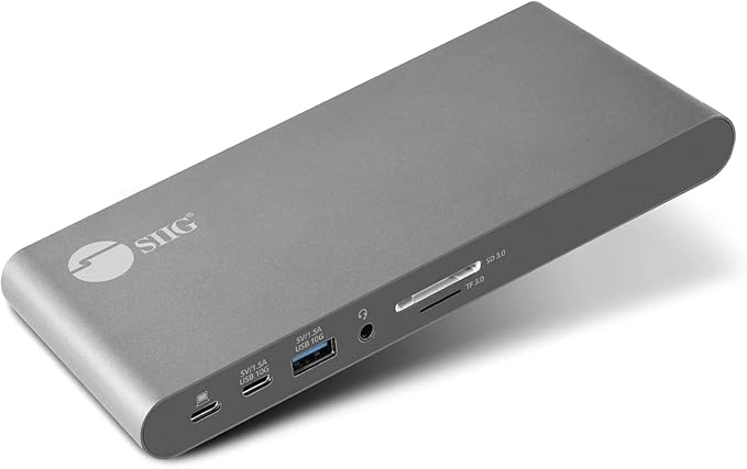 SIIG 4K USB-C MST Docking Station Dual 4K60Hz Display for Windows Laptops, Thunderbolt 3 Compatible, 60W PD, HDMI, Ethernet, SD/TF 3.0, USB 10G, Audio, Vertical/Horizontal Design (JU-DK0N11-S1)