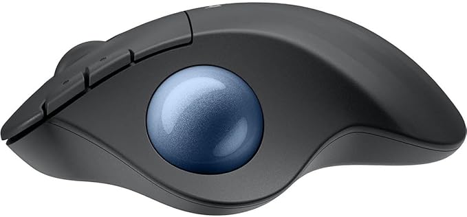 Logitech Ergo M575S Wireless Ergonomic Trackball Mouse, Black/Blue (910-007026)