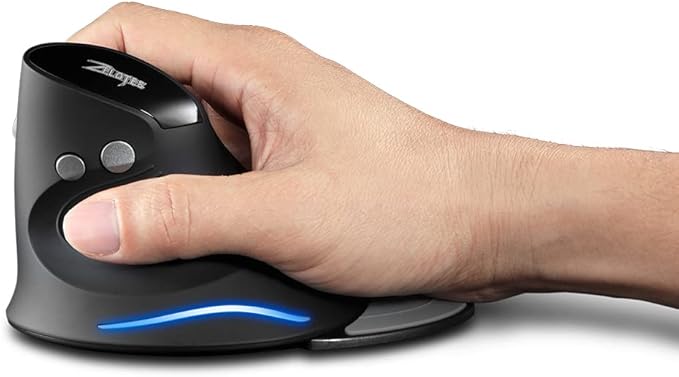 zelotes Vertical Wireless Mouse,2400DPI,Removable Wrist Rest,6 Buttons,Ergonomic Design,LED Illumination,USB Optical Portable Mouse for Laptop,PC,Mac,Black