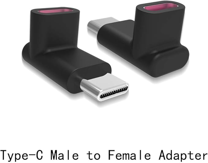 90 Degree Right Angle Type-C Male to Type-C Female Adapter 100W 40G,up and Down 90 Degree Type-c Plug to Jack Expansion Adapter is Suitable for Notebook Computers, Tablet Computers and Mobile Phones