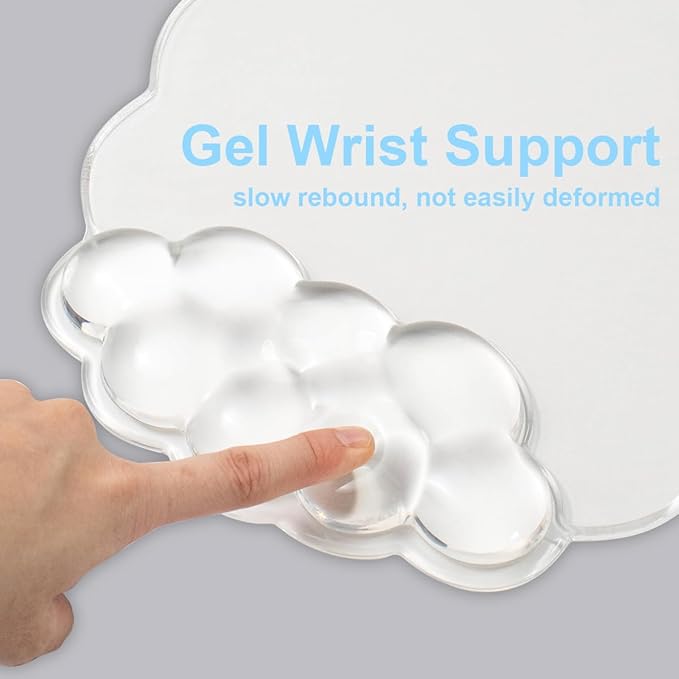 Keyboard Wrist Rest Set - Ergonomic Cloud Mouse Pad with Gel Wrist Rest Support and Cosater, Cute Office Accessories for Computer/Latop/Home/Office
