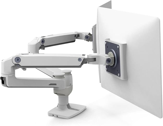 Ergotron – LX Dual Monitor Arm, VESA Desk Mount – for 2 Monitors Up to 27 Inches, 7 to 20 lbs Each – White