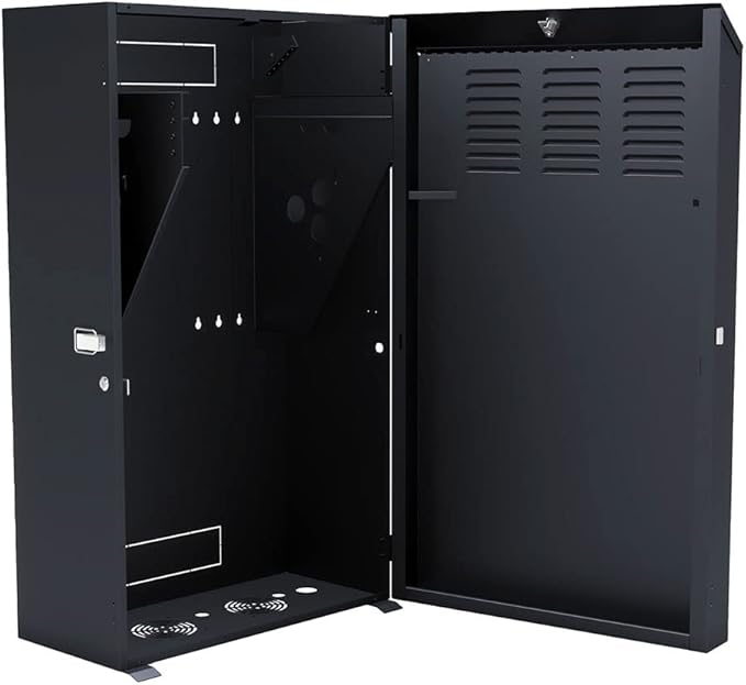 NavePoint 8U Vertical Server Rack Enclosure, Low Profile, 35.4" Deep, Max Weight Capacity 132lbs - 8U Network Cabinet Vertical Wall Mount, Perforated, Black