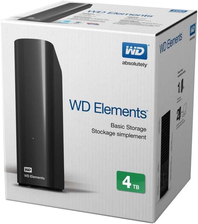 Wd Elements Black 4tb EU-Plug USB 3.0/2.0 3.5in