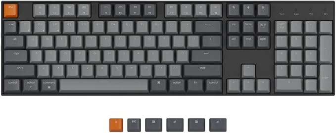 Keychron K10 Wireless Mechanical Gaming Keyboard, 104 Keys Full Size Gateron G Pro Brown Switch, White LED Backlight Rechargeable USB-C Wired Bluetooth Professional Office Keyboard for Mac/Windows