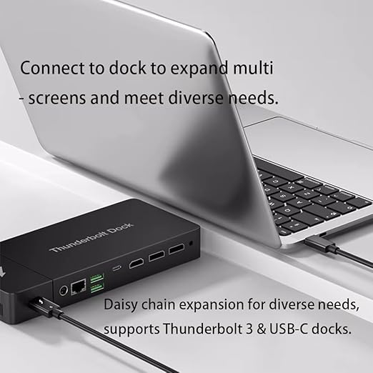 USB C Thunderbolt 5 Cable Compatible with Apple Thunderbolt 4 Cord for MacBook, iPhone 17 16 18, Lenovo, HP, SSD, Monitor, Data Transfer, Fast Charging, Monitor, Docking Station, Hub, Video Display