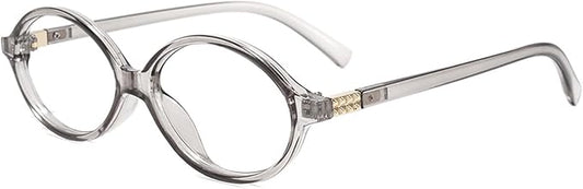 Slocyclub Fashion Oval Blue Light Blocking Glasses for Women Men Vintage Oval Small Frame Eyeglasses Retro Glasses, Grey