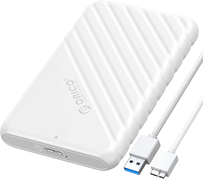ORICO 2.5 inch External Hard Drive Enclosure USB 3.0 to SATA III for 7mm and 9.5mm SATA HDD SSD Tool Free [UASP Supported] White (25PW1-U3)