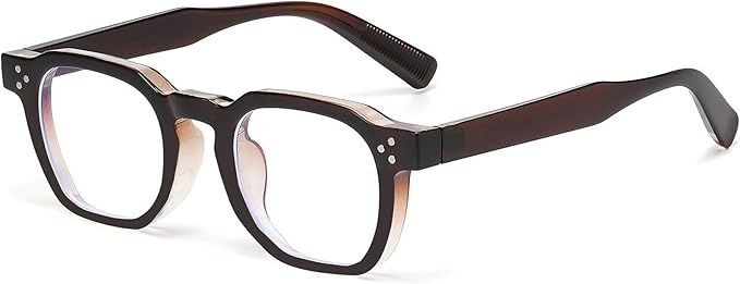 AIEYEZO Retro Blue Light Glasses for Men Women Square Thick Framed Eyeglasses Trendy Vintage Computer Glasses