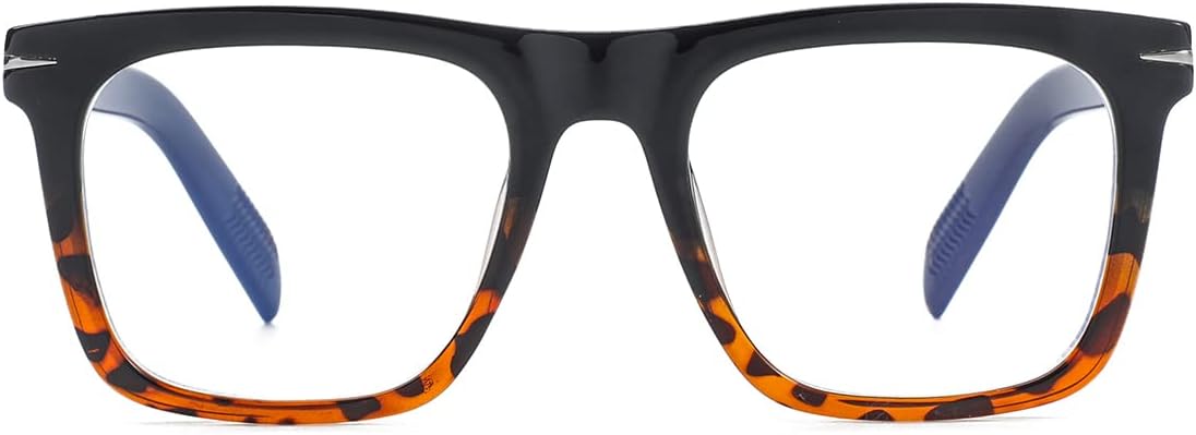 Gleyemor Blue Light Glasses for Men Women Trendy Square Frame Blue Light Blocking Lens Computer Glasses
