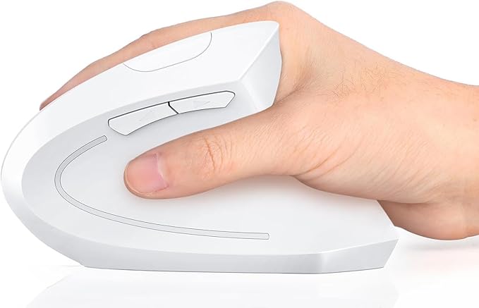 2.4G Wireless Vertical Mouse, Rechargeable Ergonomic Optical Mice: 3 Adjustable DPI 800/1200/1600 Levels 6 Buttons, for Laptop, PC, Computer, Desktop, Notebook etc, White