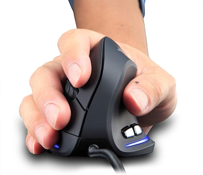Zelotes T20 Ergonomic Vertical Mouse, 3200 DPI 6 Buttons LED Optical USB Wired Gaming Mouse for Gamer, Notebook, PC, Mac, Desktop, Laptop (Black)