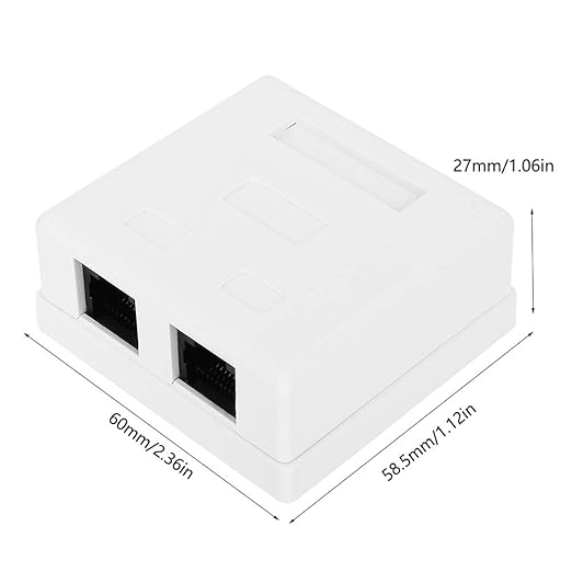 RJ45 8P8C Cat6 Dual Port Network Mount Box Premium ABS Desktop Information Junction Enclosure for Office Home Networking 27x58.5x60mm