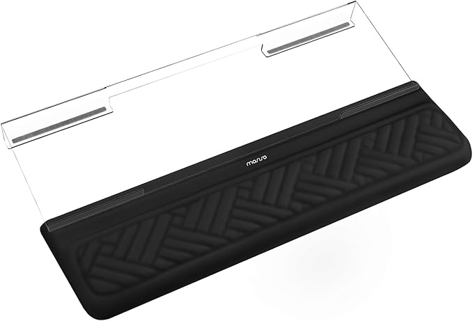 MOSISO Wrist Rest for Keyboard and Computer Keyboard Stand Set, Ergonomic Wrist Rest Pad, Woven Stripes Non-Slip Arm Rest Cushion, Easy Typing Working Acrylic Clear Holder for Office Home, Black