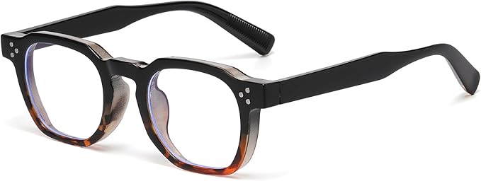 AIEYEZO Retro Blue Light Glasses for Men Women Square Thick Framed Eyeglasses Trendy Vintage Computer Glasses