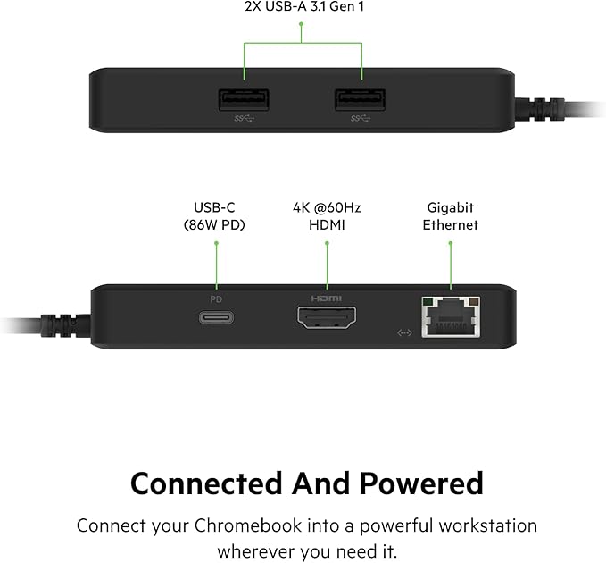 Belkin 5-in-1 Powered USB-C & USB Hub, USB-C Docking Station w/ 2 USB-A Ports, 1 USB-C Port, Ethernet, & 4K HDMI Port, Compatible with MacBook, Chromebook & Other USB-C Devices