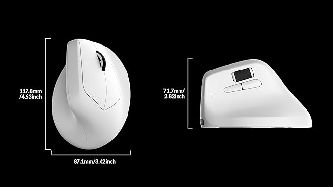 Keychron M5 Wireless Ergonomic Mouse, 8000Hz Tri-Mode 2.4 GHz/Bluetooth 5.1/Wired, PixArt 3950 Sensor, 30000 DPI, Ergonomic Lightweight Programmable Macro Button for Windows PC/Mac - White